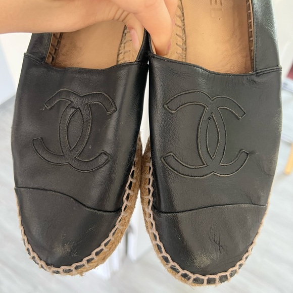 Chanel Black Leather Espadrilles - Picture 3 of 9